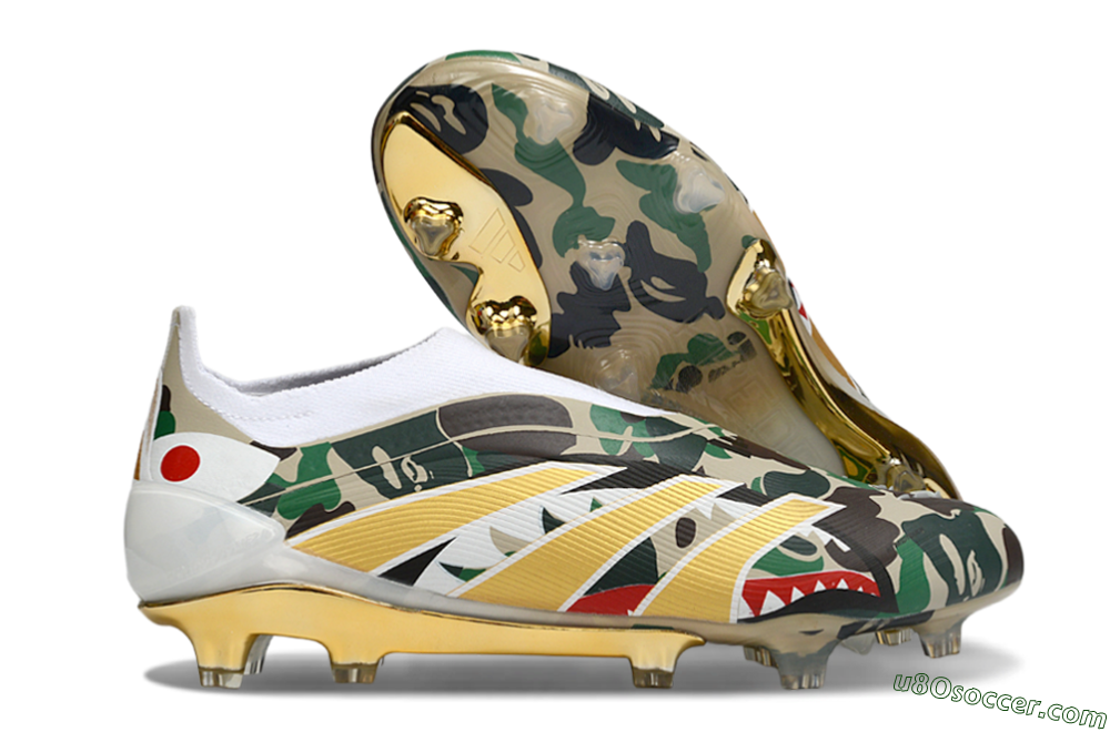 Adidas Predator 25 Elite Laceless FG Firm Ground Soccer Cleats - Camo/White/Gold 1