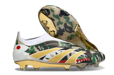 Adidas Predator 25 Elite Laceless FG Firm Ground Soccer Cleats - Camo/White/Gold