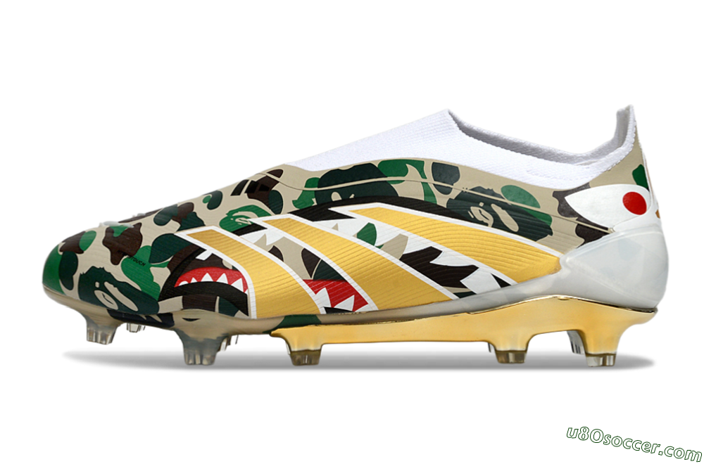 Adidas Predator 25 Elite Laceless FG Firm Ground Soccer Cleats - Camo/White/Gold 2