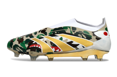 Adidas Predator 25 Elite Laceless FG Firm Ground Soccer Cleats - Camo/White/Gold