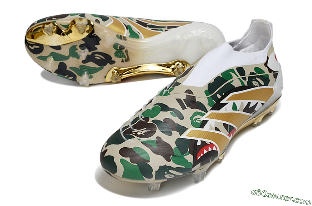 Adidas Predator 25 Elite Laceless FG Firm Ground Soccer Cleats - Camo/White/Gold 3