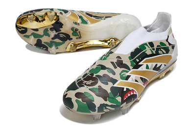 Adidas Predator 25 Elite Laceless FG Firm Ground Soccer Cleats - Camo/White/Gold
