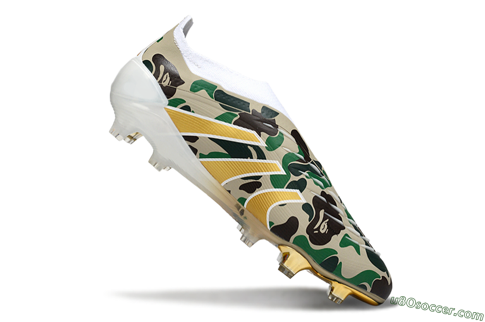 Adidas Predator 25 Elite Laceless FG Firm Ground Soccer Cleats - Camo/White/Gold 4