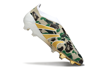 Adidas Predator 25 Elite Laceless FG Firm Ground Soccer Cleats - Camo/White/Gold
