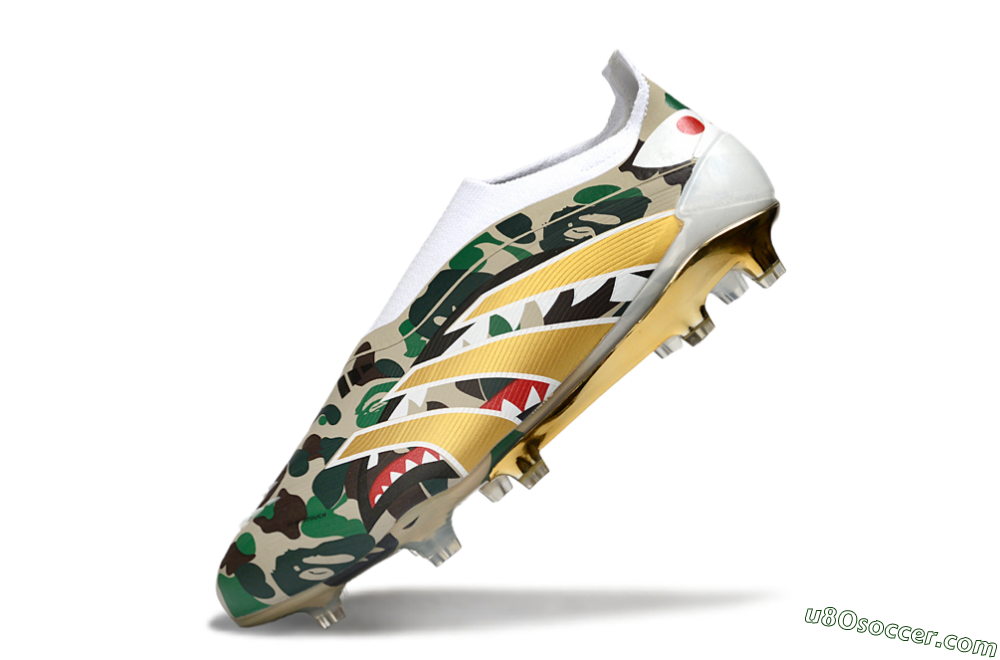 Adidas Predator 25 Elite Laceless FG Firm Ground Soccer Cleats - Camo/White/Gold 5