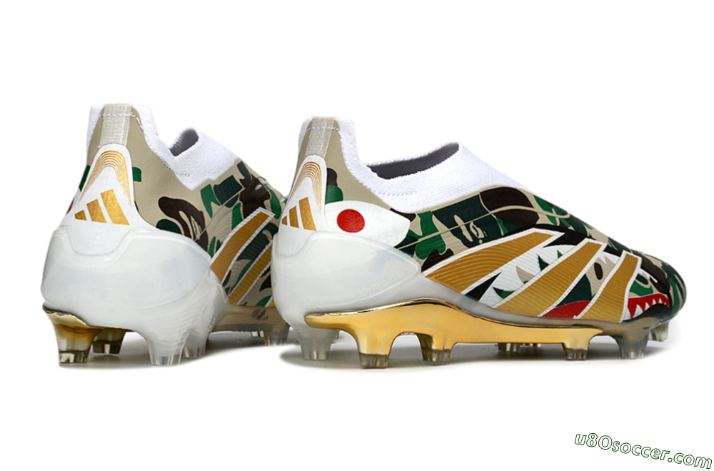 Adidas Predator 25 Elite Laceless FG Firm Ground Soccer Cleats - Camo/White/Gold 6