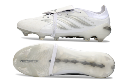 Adidas Predator 26 Elite Fold-Over Tongue FG Firm Ground Soccer Cleats - White/Silver Shadows/Crystal White