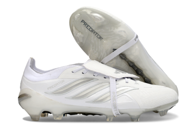Adidas Predator 26 Elite Fold-Over Tongue FG Firm Ground Soccer Cleats - White/Silver Shadows/Crystal White