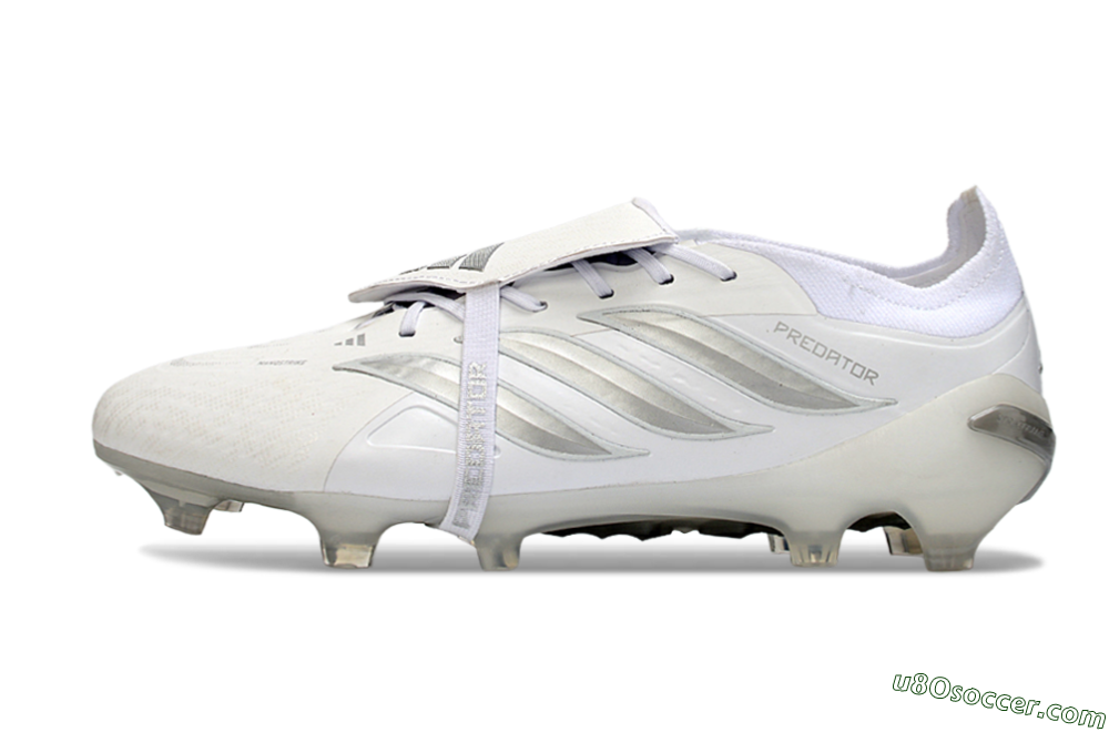 Adidas Predator 26 Elite Fold-Over Tongue FG Firm Ground Soccer Cleats - White/Silver Shadows/Crystal White 2