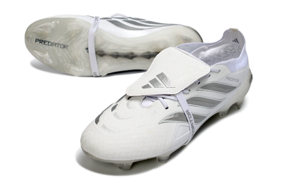 Adidas Predator 26 Elite Fold-Over Tongue FG Firm Ground Soccer Cleats - White/Silver Shadows/Crystal White