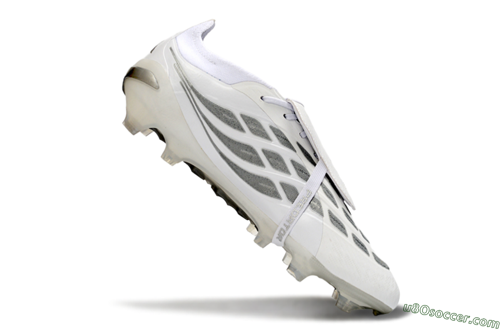 Adidas Predator 26 Elite Fold-Over Tongue FG Firm Ground Soccer Cleats - White/Silver Shadows/Crystal White 4