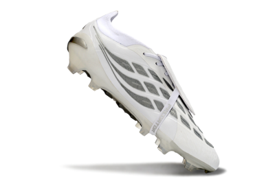 Adidas Predator 26 Elite Fold-Over Tongue FG Firm Ground Soccer Cleats - White/Silver Shadows/Crystal White