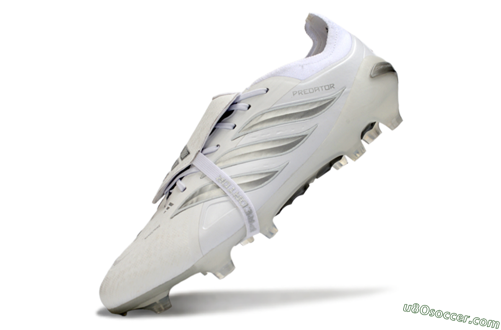 Adidas Predator 26 Elite Fold-Over Tongue FG Firm Ground Soccer Cleats - White/Silver Shadows/Crystal White 5