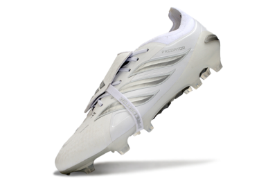 Adidas Predator 26 Elite Fold-Over Tongue FG Firm Ground Soccer Cleats - White/Silver Shadows/Crystal White