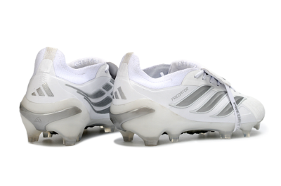 Adidas Predator 26 Elite Fold-Over Tongue FG Firm Ground Soccer Cleats - White/Silver Shadows/Crystal White