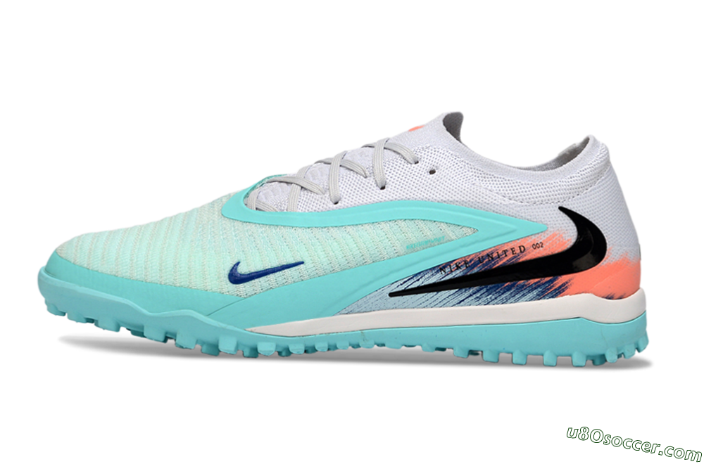 Nike Phantom 6 Low Elite TF Artificial Turf Soccer Shoes - Aqua/Sunset Orange/Deep Blue 2