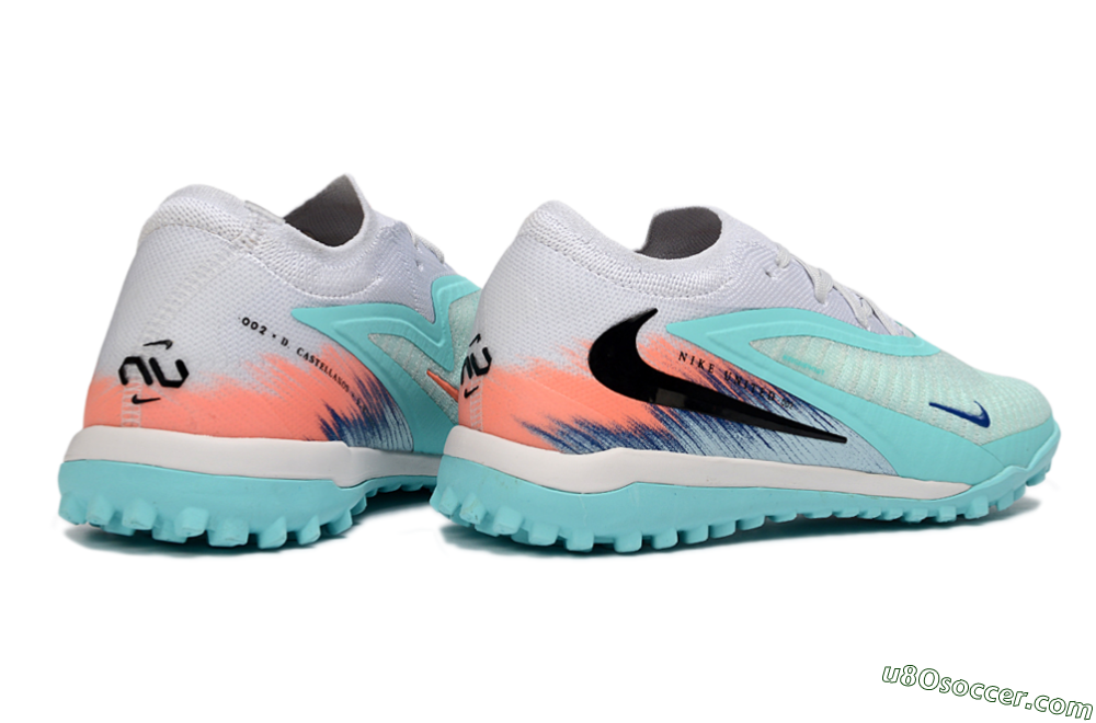 Nike Phantom 6 Low Elite TF Artificial Turf Soccer Shoes - Aqua/Sunset Orange/Deep Blue 6