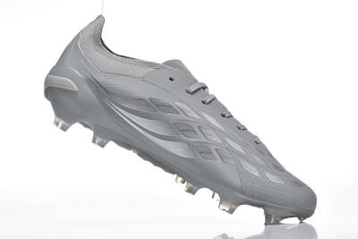 Adidas Predator 26 Elite FG Firm Ground Soccer Cleats - Gray/Steel Gray/Crimson Red