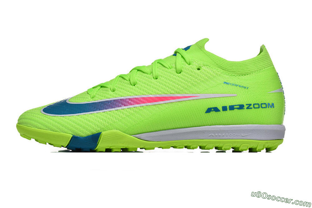 Nike Air Zoom Mercurial Vapor 16 Elite TF Artificial Turf Soccer Shoes - Green/Electric Green/Navy Blue 2