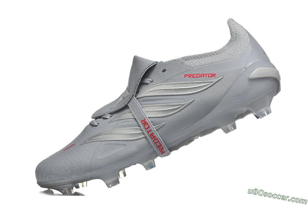 Adidas Predator 26 Elite FG Soccer Cleats - Gray/Crimson Red