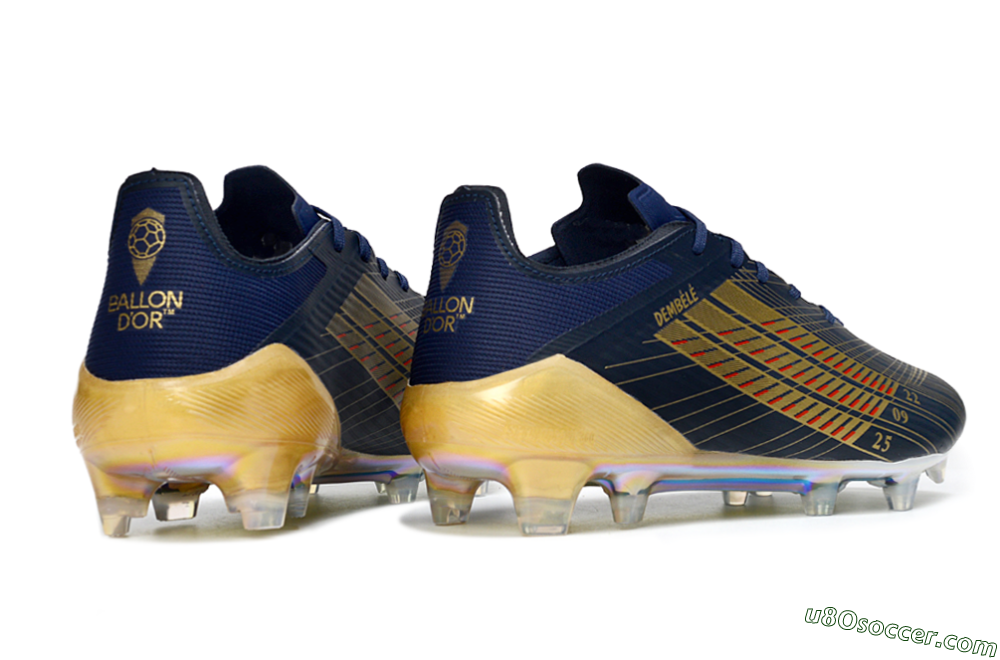 Dembele x Adidas F50 Elite FG Firm Ground Soccer Cleats - Navy/Gold Metallic/Red Accent 6