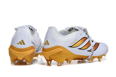 Adidas Predator 26 Elite Fold-Over Tongue FG Firm Ground Soccer Cleats - White/Gold Blaze/Black Accent