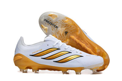 Adidas Predator 26 Elite FG Firm Ground Soccer Cleats - White/Golden Yellow/Black