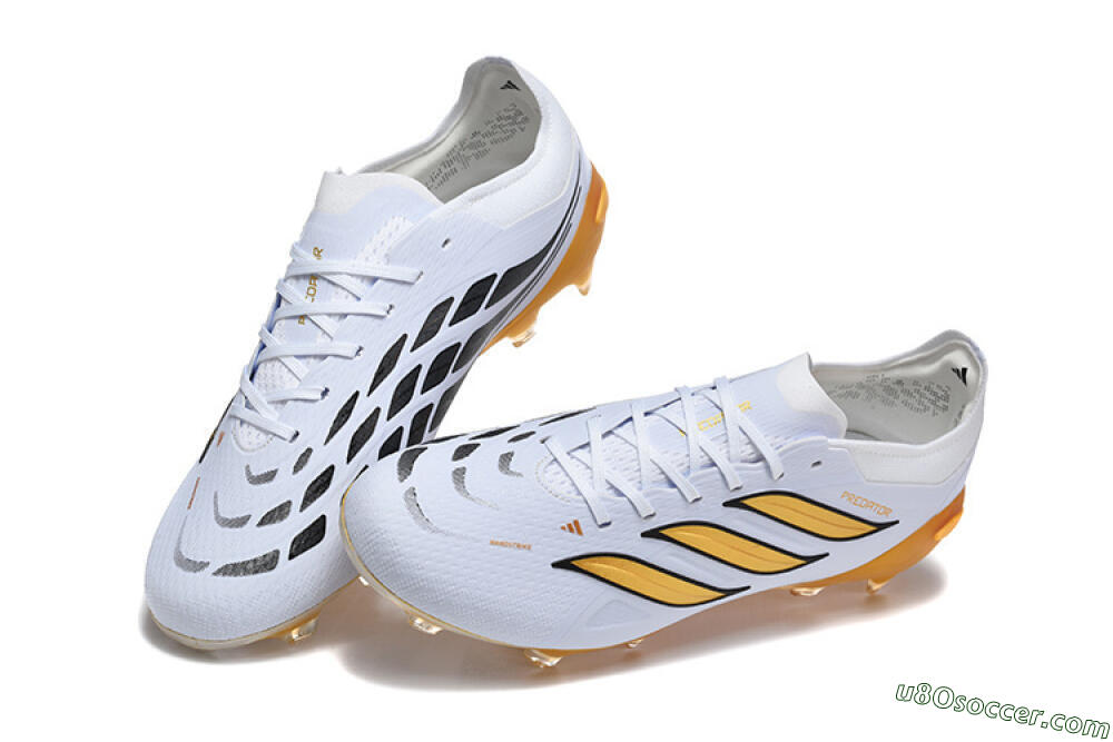 Adidas Predator 26 Elite FG Firm Ground Soccer Cleats - White/Golden Yellow/Black 6