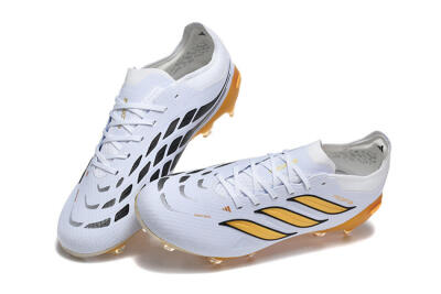 Adidas Predator 26 Elite FG Firm Ground Soccer Cleats - White/Golden Yellow/Black