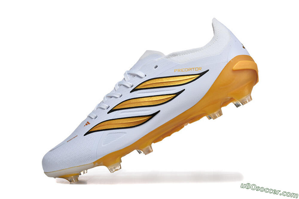 Adidas Predator 26 Elite FG Firm Ground Soccer Cleats - White/Golden Yellow/Black 8