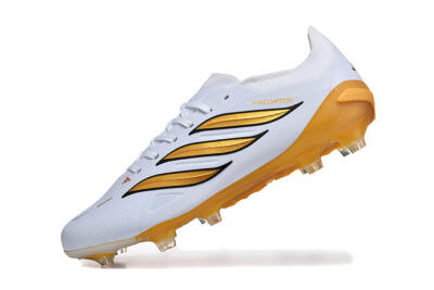Adidas Predator 26 Elite FG Firm Ground Soccer Cleats - White/Golden Yellow/Black