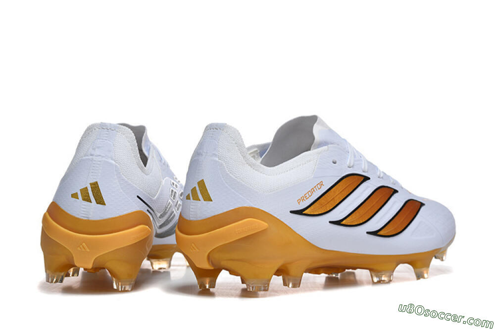 Adidas Predator 26 Elite FG Firm Ground Soccer Cleats - White/Golden Yellow/Black 9
