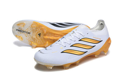 Adidas Predator 26 Elite FG Firm Ground Soccer Cleats - White/Golden Yellow/Black