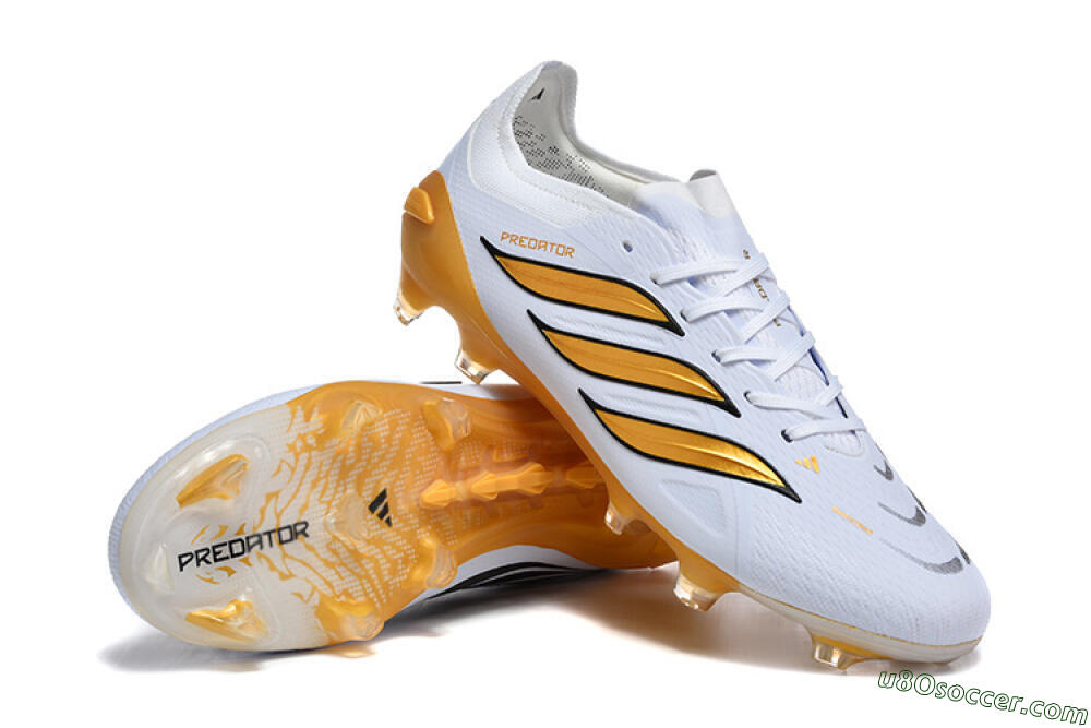 Adidas Predator 26 Elite FG Firm Ground Soccer Cleats - White/Golden Yellow/Black 4
