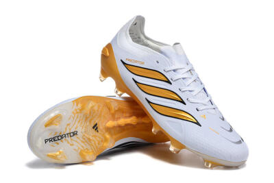 Adidas Predator 26 Elite FG Firm Ground Soccer Cleats - White/Golden Yellow/Black
