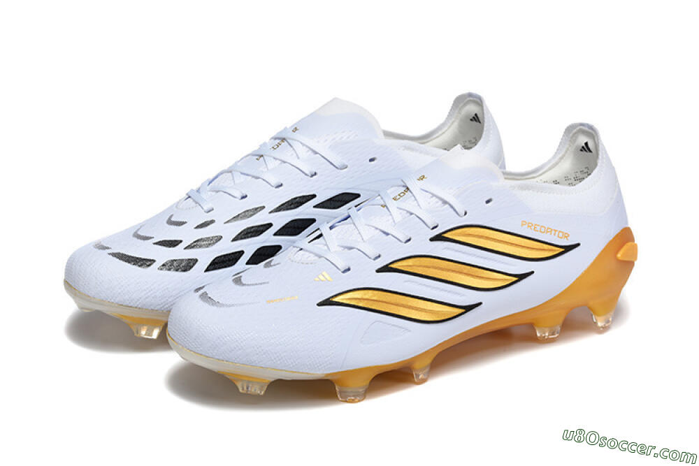 Adidas Predator 26 Elite FG Firm Ground Soccer Cleats - White/Golden Yellow/Black 5