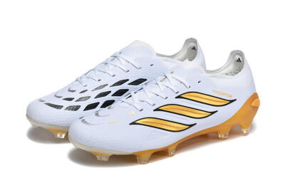 Adidas Predator 26 Elite FG Firm Ground Soccer Cleats - White/Golden Yellow/Black