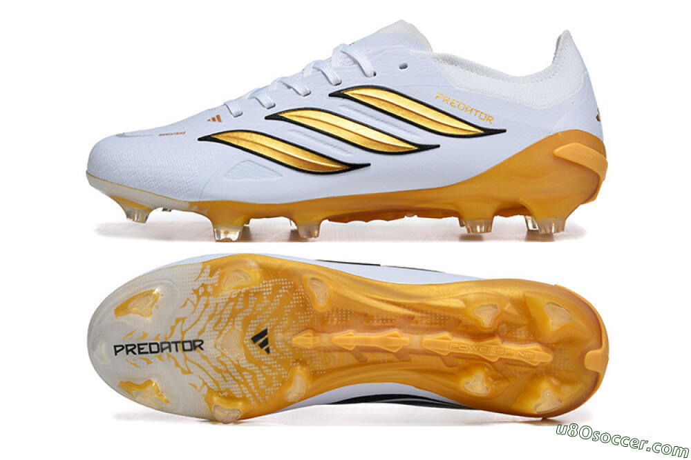 Adidas Predator 26 Elite FG Firm Ground Soccer Cleats - White/Golden Yellow/Black 0