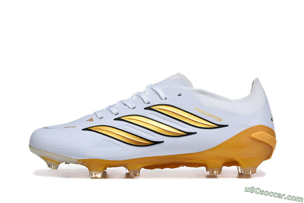 Adidas Predator 26 Elite FG Firm Ground Soccer Cleats - White/Golden Yellow/Black 2