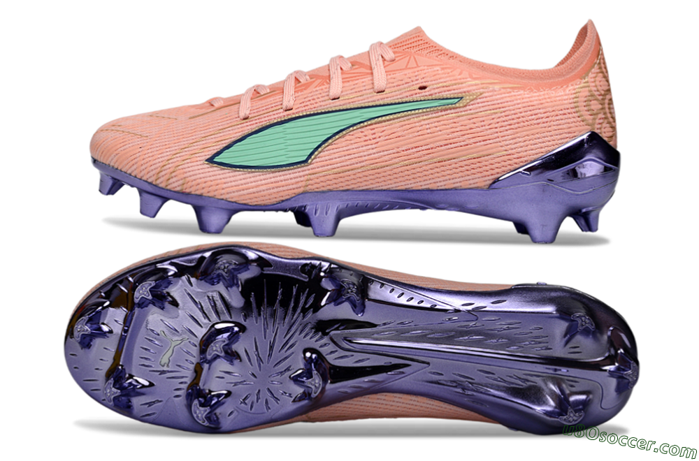 Puma Ultra 5 Ultimate FG Firm Ground Soccer Cleats - Pink/Mint Green/Metallic Purple 0