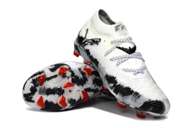 Puma Future 8 Ultimate FG Firm Ground Soccer Cleats - White/Crimson Black/Shadow Grey