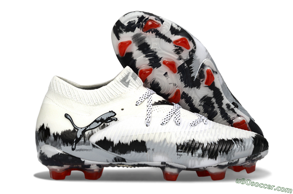 Puma Future 8 Ultimate FG Firm Ground Soccer Cleats - White/Crimson Black/Shadow Grey 1