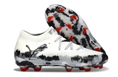 Puma Future 8 Ultimate FG Firm Ground Soccer Cleats - White/Crimson Black/Shadow Grey
