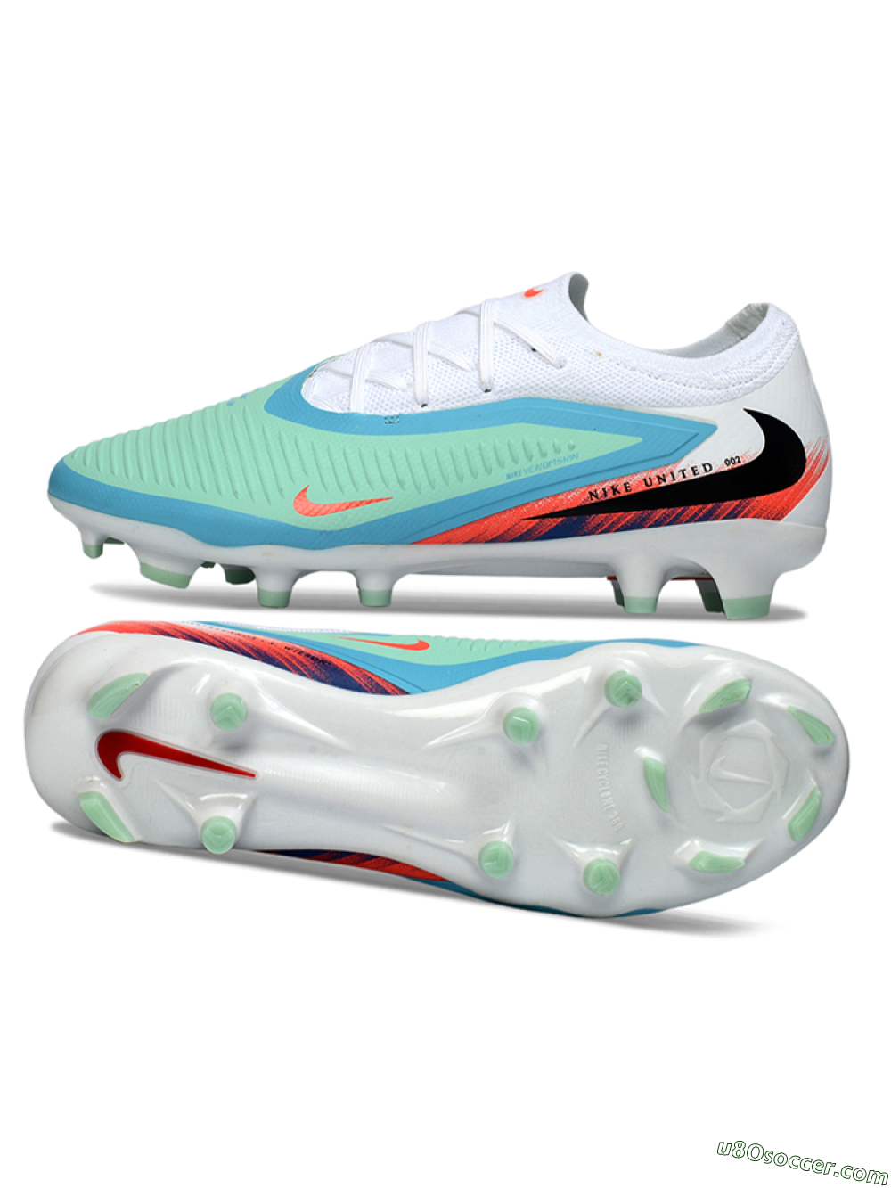Nike Phantom 6 Low Elite FG Firm Ground Soccer Cleats - Aqua/Coral Burst/Sky Blue 0