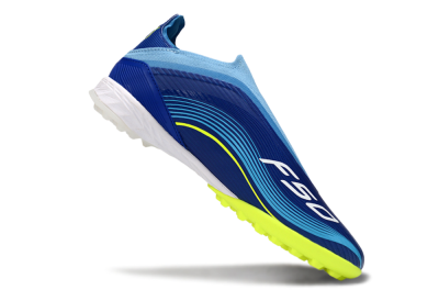 Messi x Adidas F50 Elite Laceless TF Artificial Turf Soccer Shoes - Blue/Luminous Yellow/Soft Sky