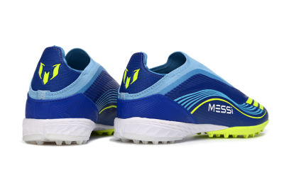 Messi x Adidas F50 Elite Laceless TF Artificial Turf Soccer Shoes - Blue/Luminous Yellow/Soft Sky