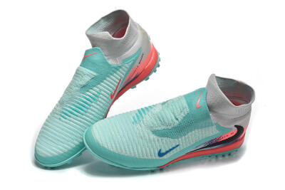 Nike Phantom 6 High Elite TF Artificial Turf Soccer Shoes - Aqua/Coral Pink/Light Gray