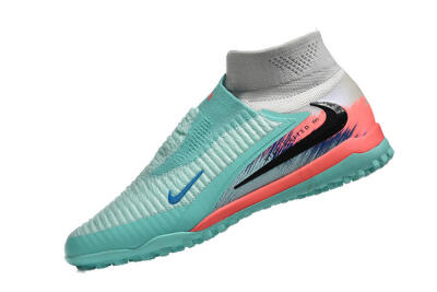 Nike Phantom 6 High Elite TF Artificial Turf Soccer Shoes - Aqua/Coral Pink/Light Gray