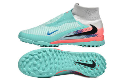 Nike Phantom 6 High Elite TF Artificial Turf Soccer Shoes - Aqua/Coral Pink/Light Gray