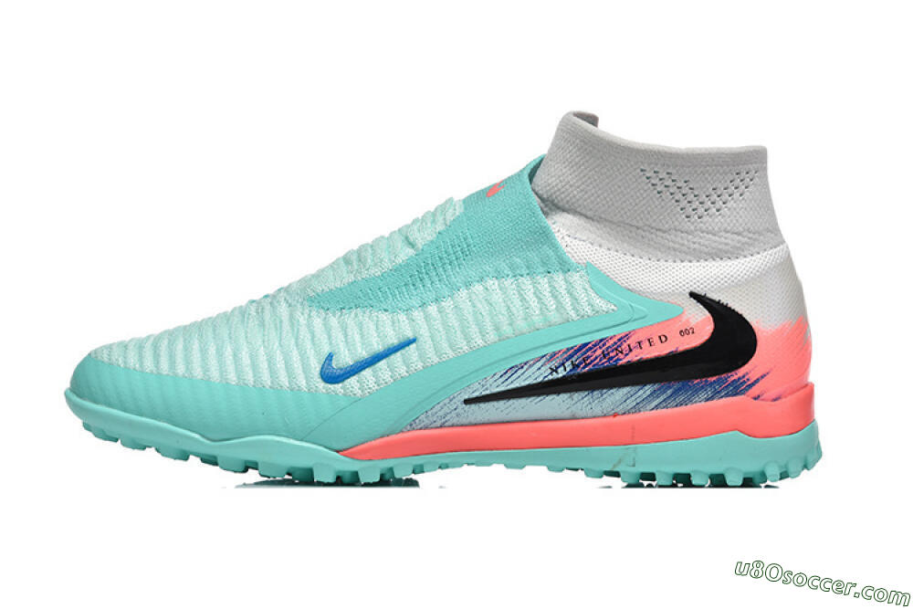 Nike Phantom 6 High Elite TF Artificial Turf Soccer Shoes - Aqua/Coral Pink/Light Gray 2